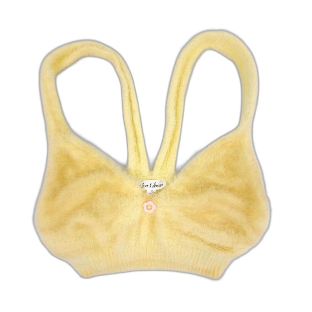 NEW For Love and Lemons Devon Fuzzy Crop Top Bralette Lounge Tank 90s Soft Girl